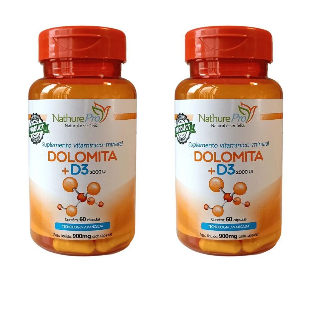 Kit 2 Dolomita + D3 60 Cápsulas 900mg