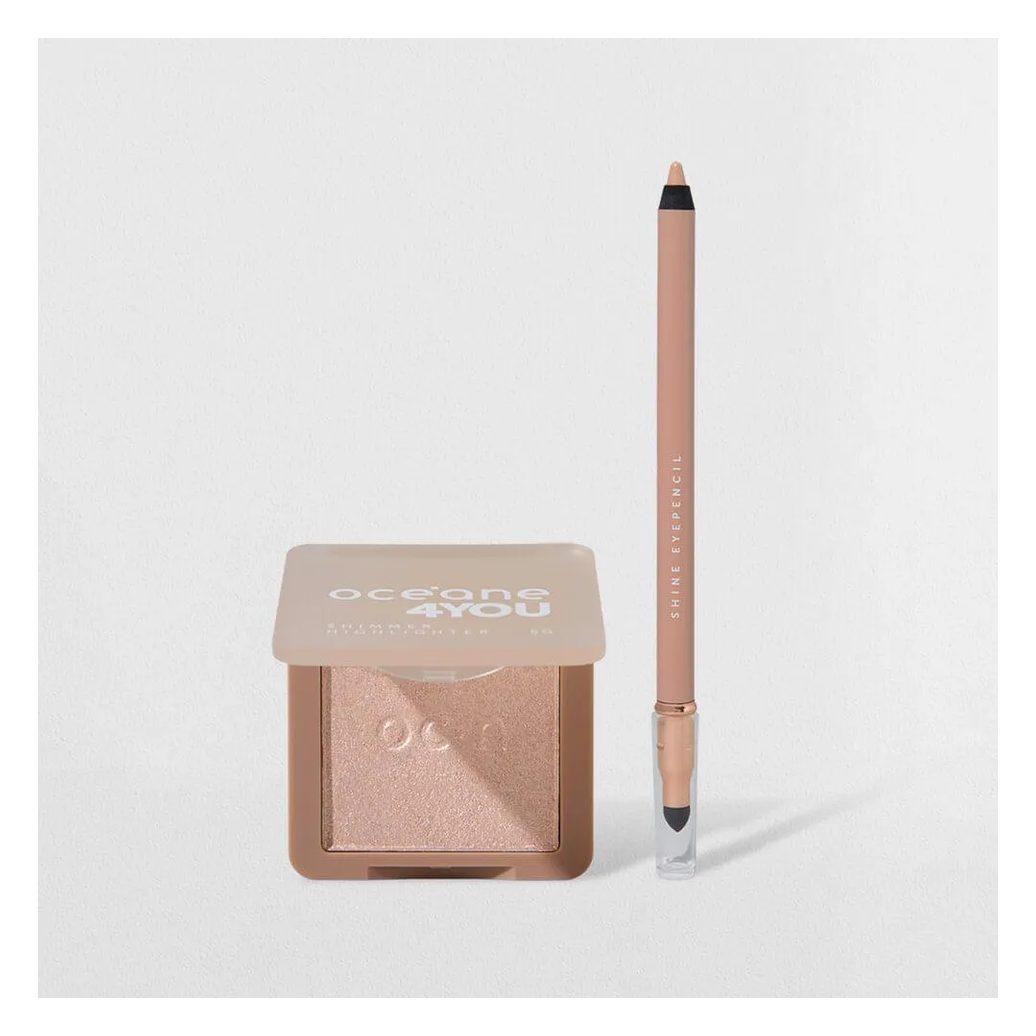 Kit Lápis para Olhos Bege + Iluminador Facial Rosado 4you (2 Produtos)
