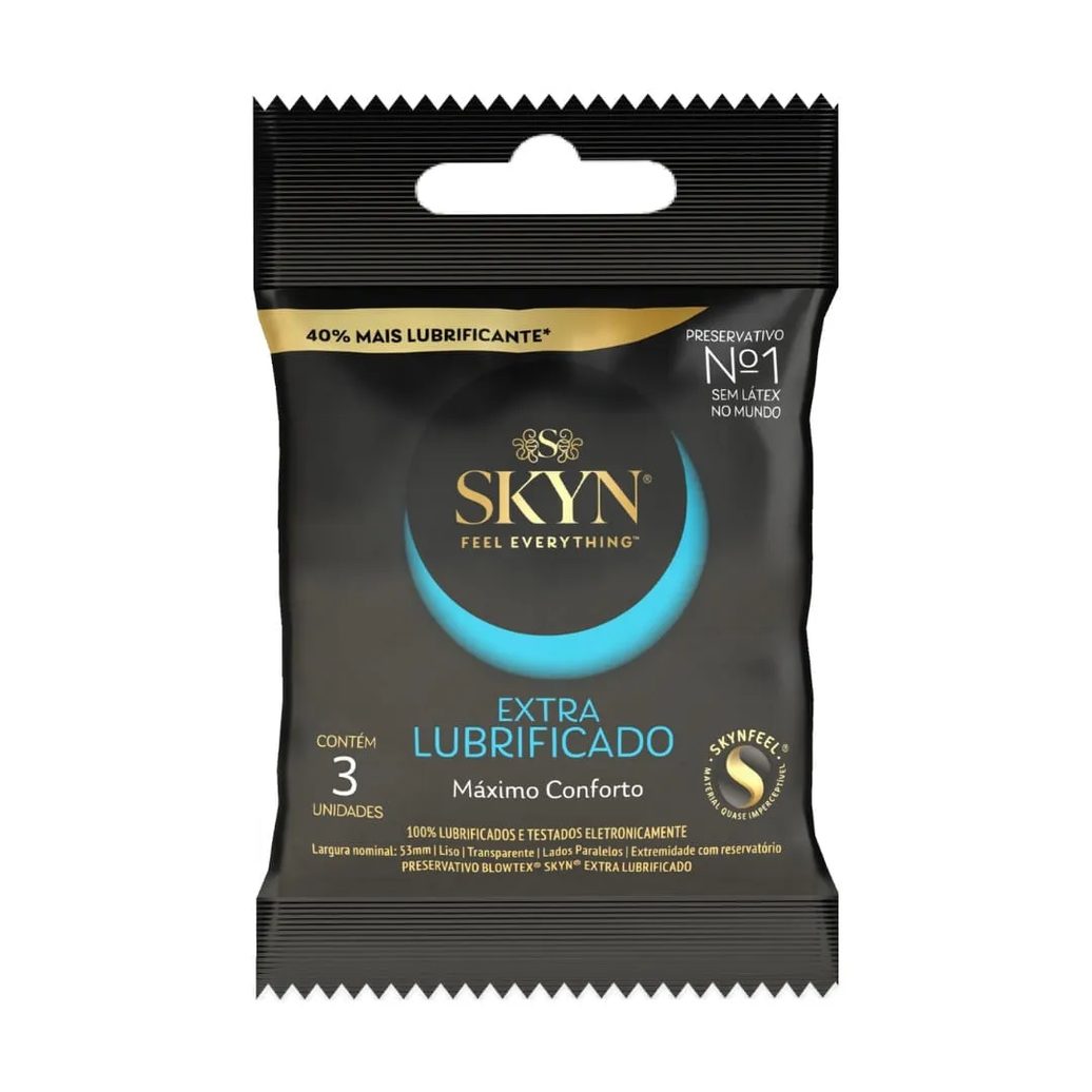 Preservativo Blowtex Skyn Extra Lubrificado Com 3 Unidades