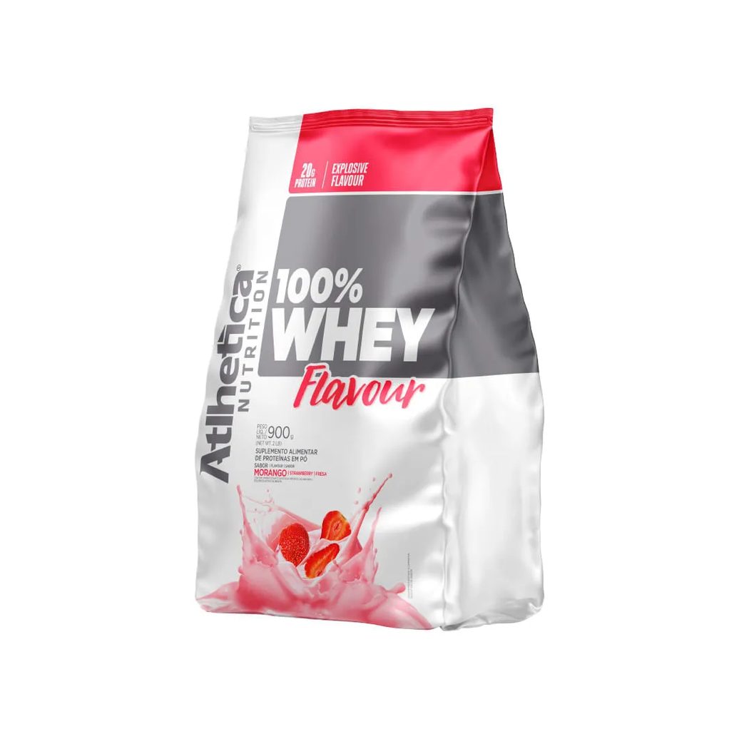 Suplemento Atlhetica 100% Whey Flavour 900gr Morango Refil