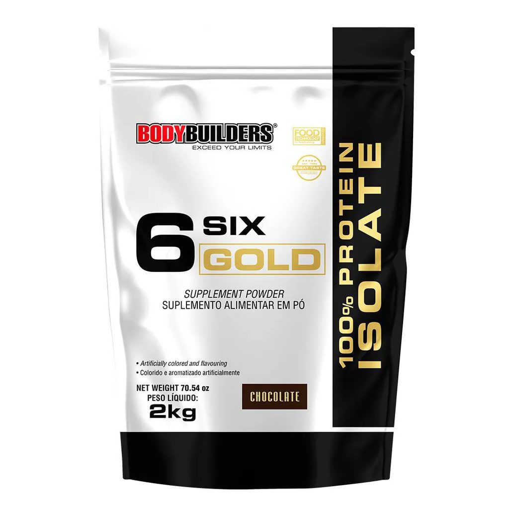 Whey Protein Isolado Six Gold 2 Kg Exclusivo - Suplemento em Pó para Aumento de Massa Muscular Chocolate