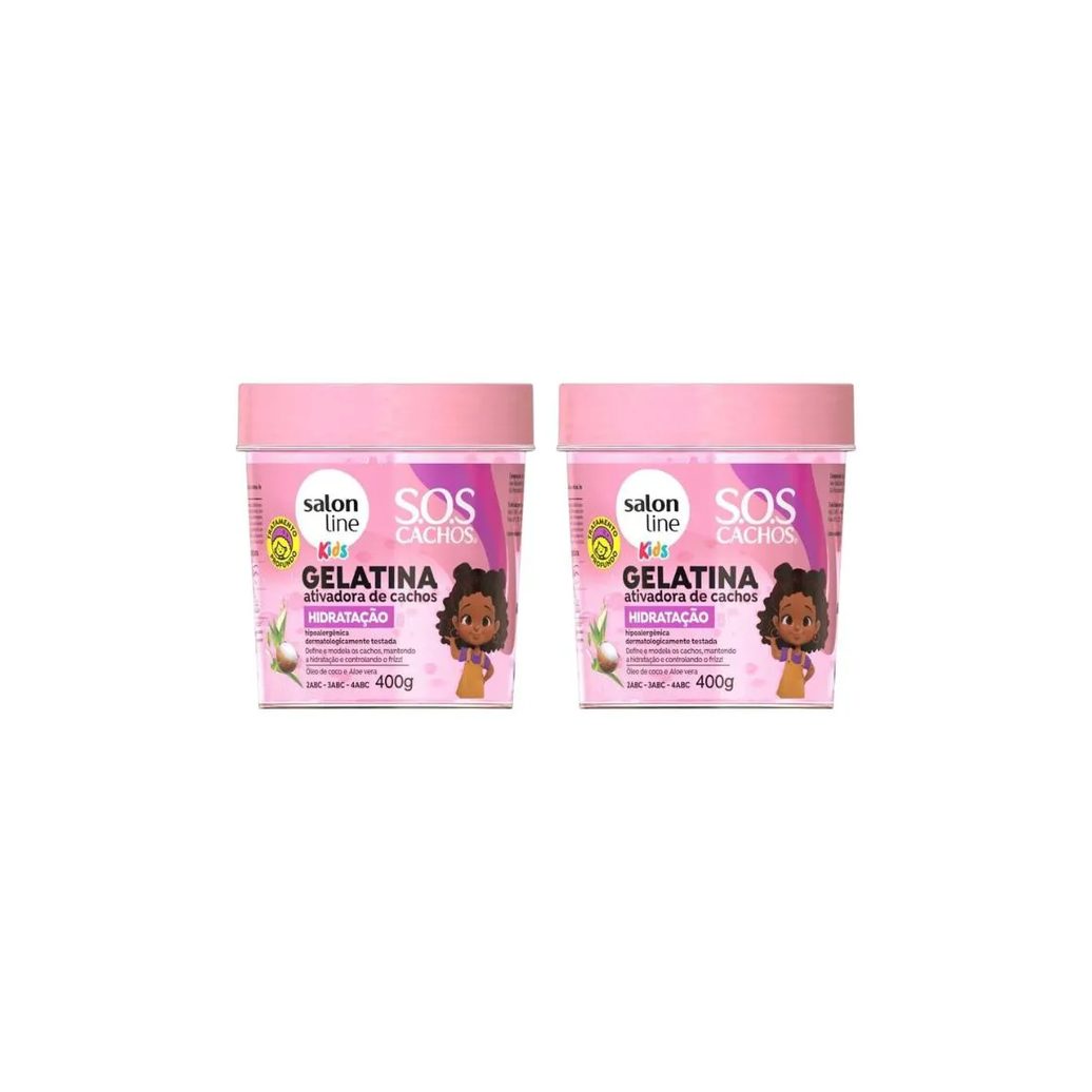 Gelatina Capilar Salon Line 400g Sos Cachos Kids Hidrata - 2un