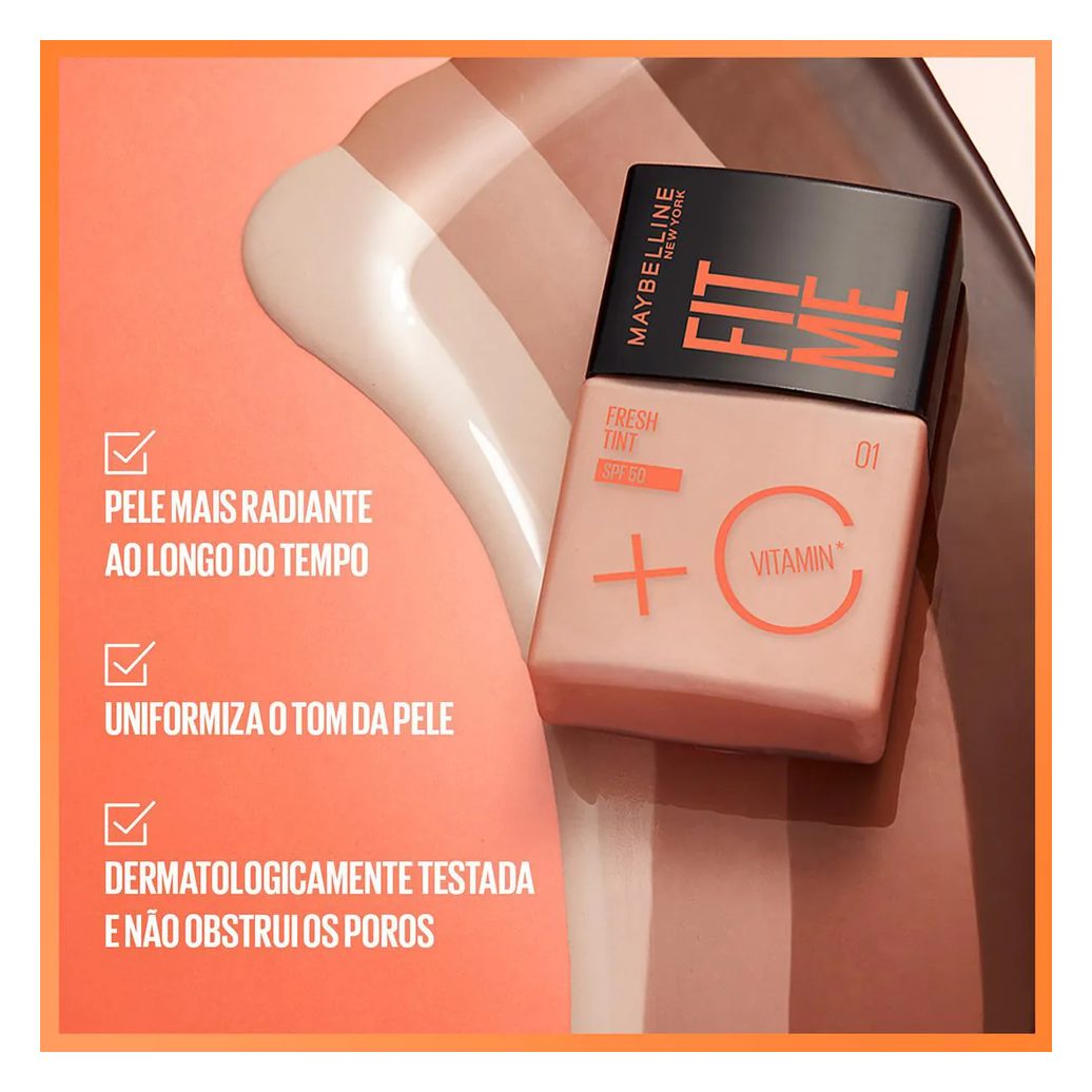 Base Líquida Maybelline NY Fit Me Fresh Tint Vitamina C FPS 50 30ml - Cor 06