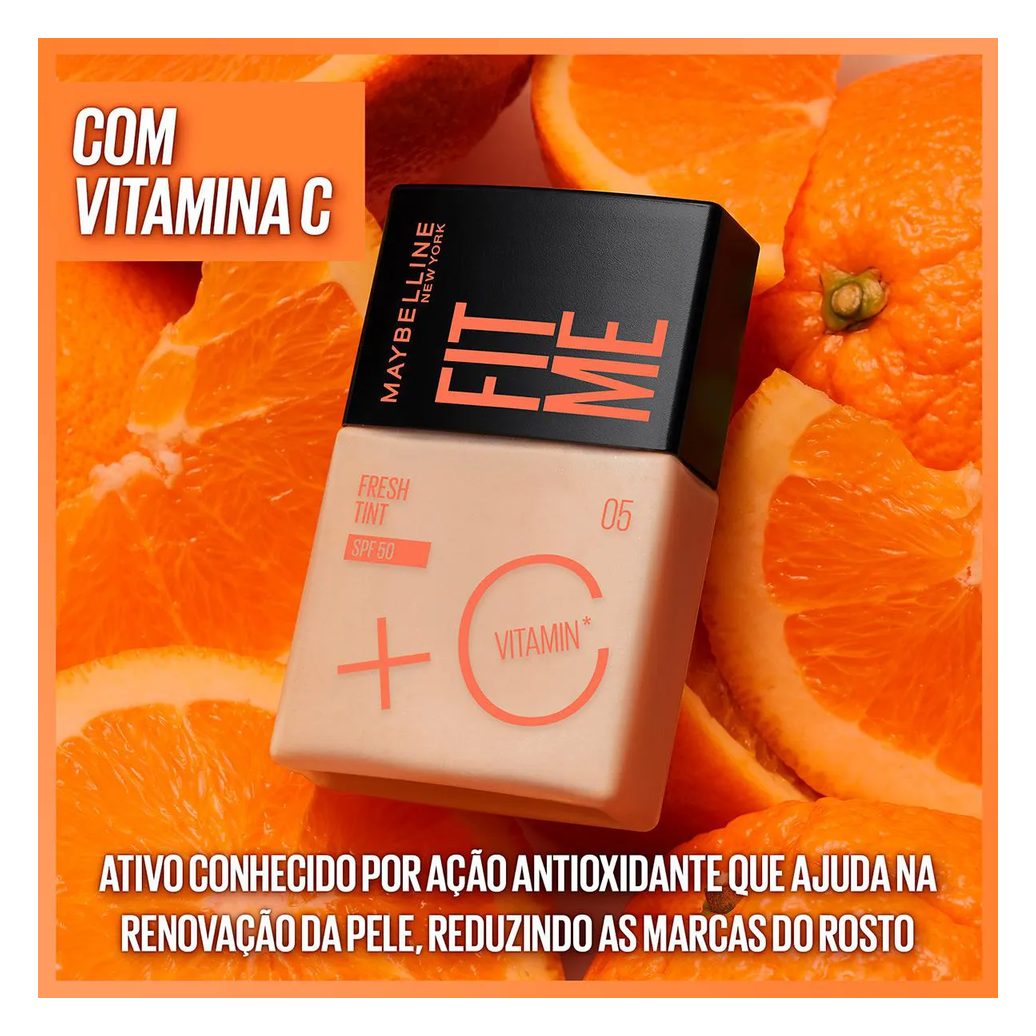 Base Líquida Maybelline NY Fit Me Fresh Tint Vitamina C FPS 50 30ml - Cor 06