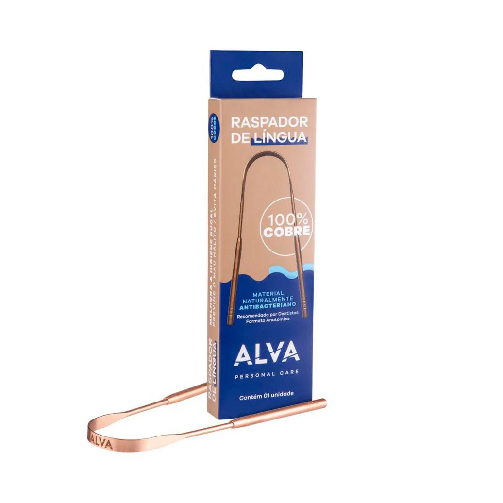 Raspador de Língua Alva 100% Cobre 1 unidade