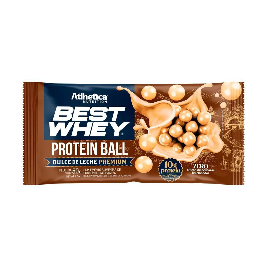 Protein Ball Best Whey Bar Athletica Nutrition 10g Protein Doce de Leite Premium 50g