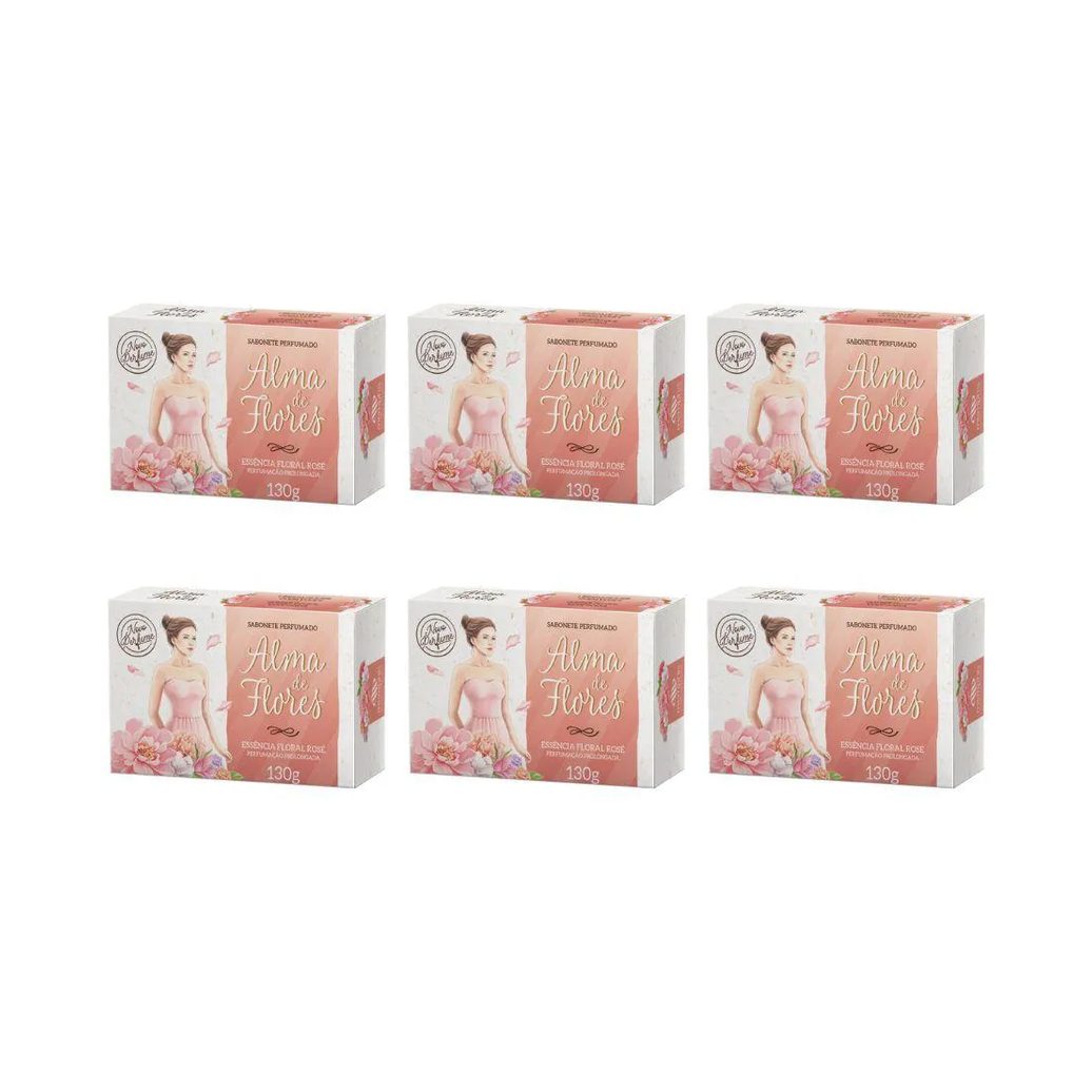 Sabonete Alma de Flores 130g Floral Rose - Kit C / 6un