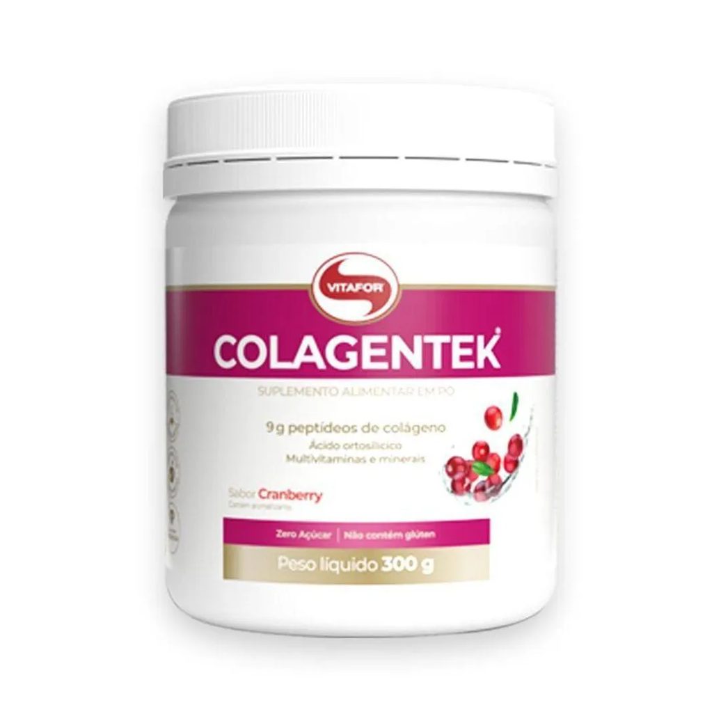 Kit 2 Colágeno Hidrolisado Colagentek Vitafor 300g Cranberry