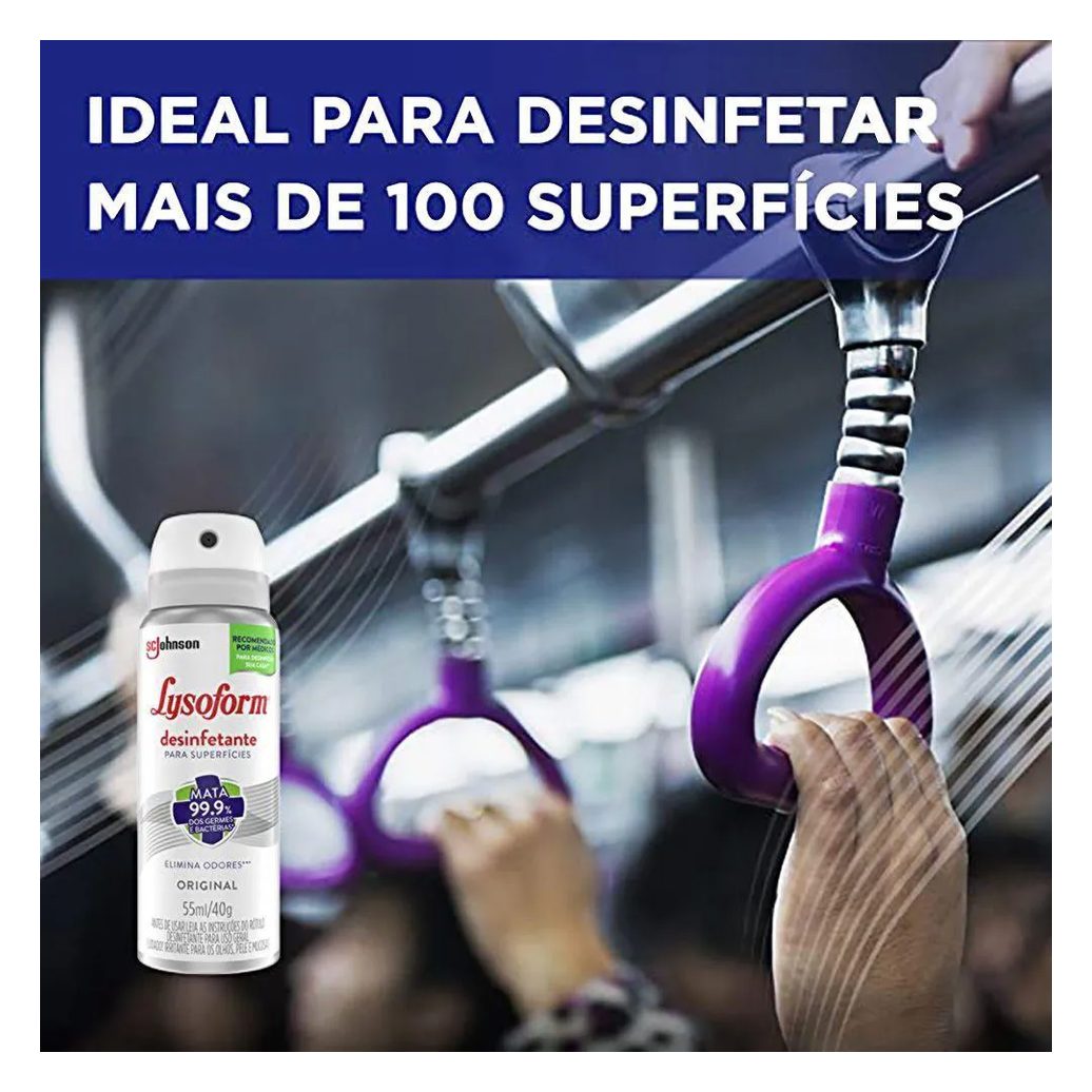 Desinfetante Aerossol Superfícies para Uso Geral Original Lysoform Frasco 55ml