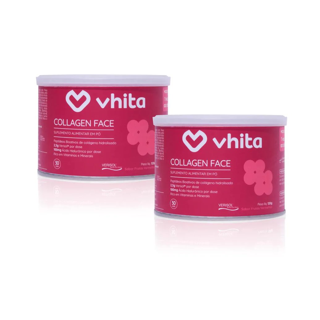 Colágeno Hidrolisado Verisol com Ácido Hialuronico em Pó Sabor Frutas Vermelhas 30 Doses Vhita ( 2 Unidades)