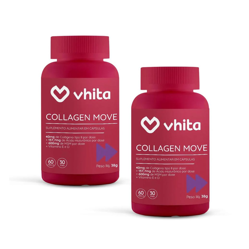 Colágeno Tipo 2 com Ácido Hialurônico Msm e Vitaminas 60 cápsulas Vhita ( 2 Unidades)