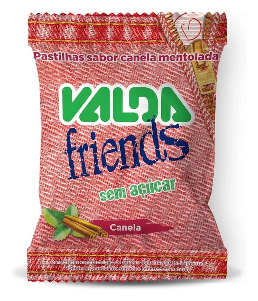 Valda Friends Pastilha Sabor Canela Mentolado Contém 10 Sachês de 25g Cada