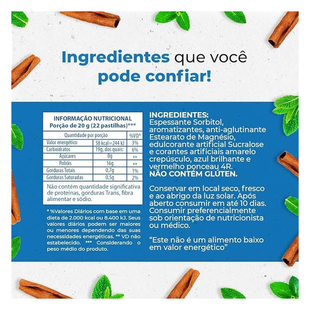Valda Friends Pastilha Sabor Canela Mentolado Contém 10 Sachês de 25g Cada