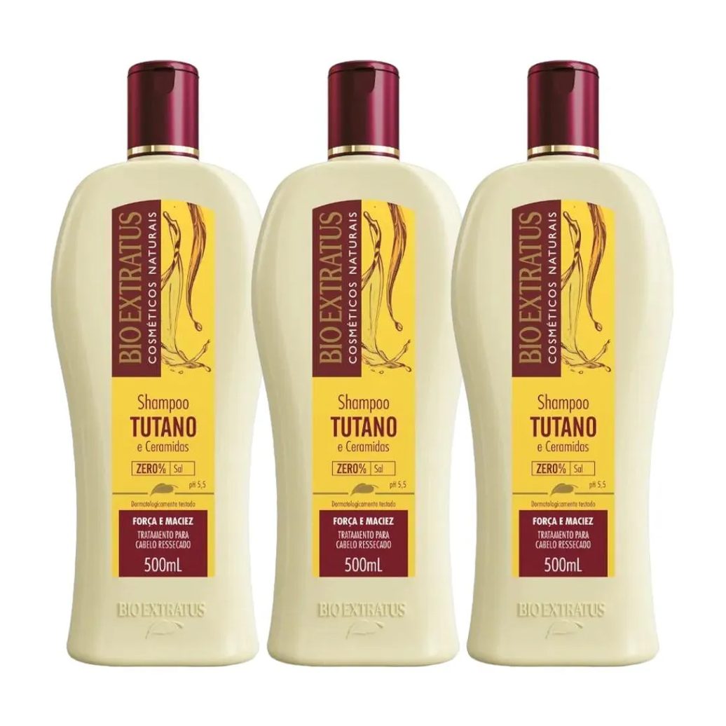 Kit 3 Shampoo Força e Maciez Tutano 500 Ml Bio Extratus