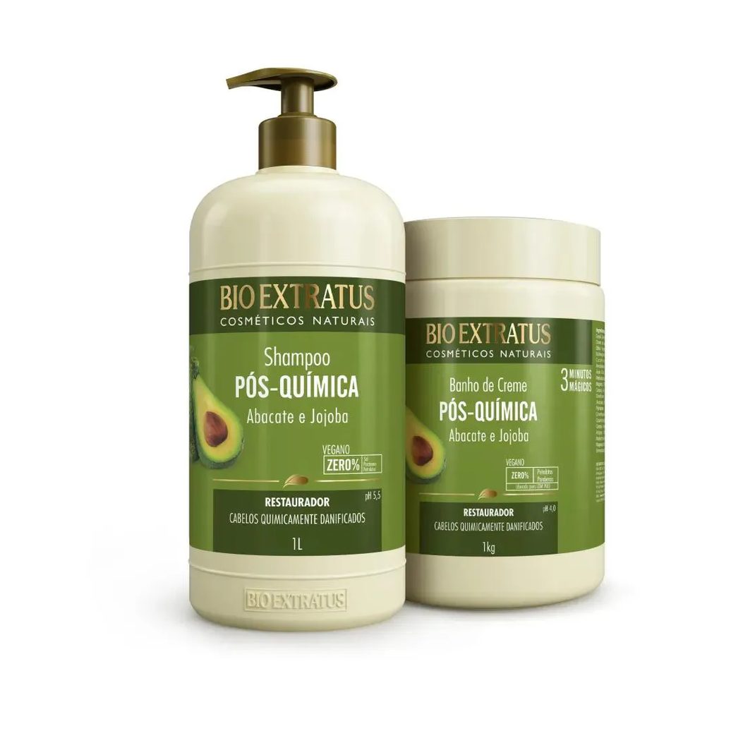 Kit Bio Extratus Pós Quimica Shampoo + Banho de Creme 1l/kg
