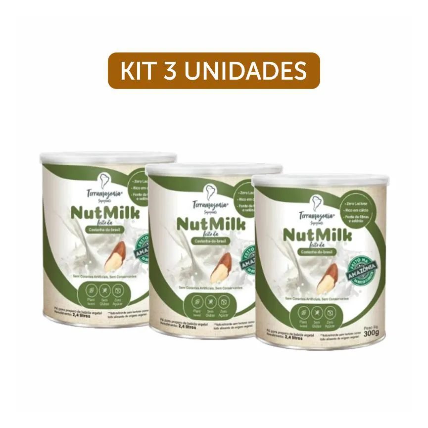 Kit 3X: Bebida Vegetal de Castanha Do Pará Em Pó Nutmilk Terramazônia 300G