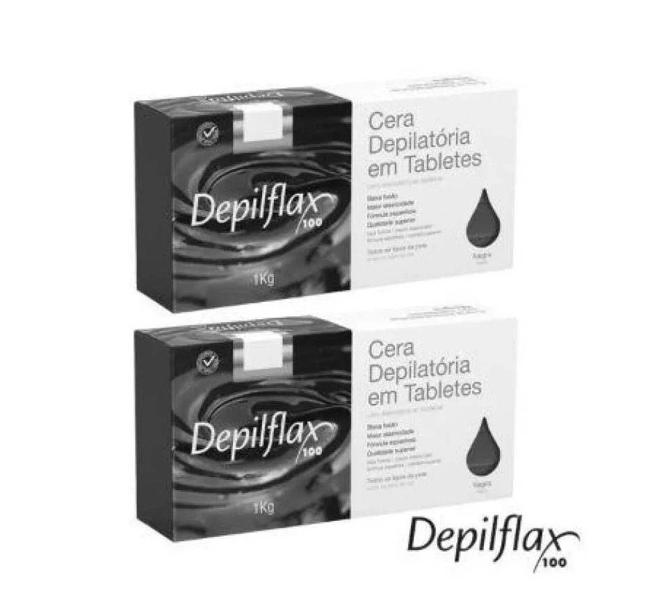 Kit com 02 Ceras Quente Depilatórias Depilflax Negra 1kg