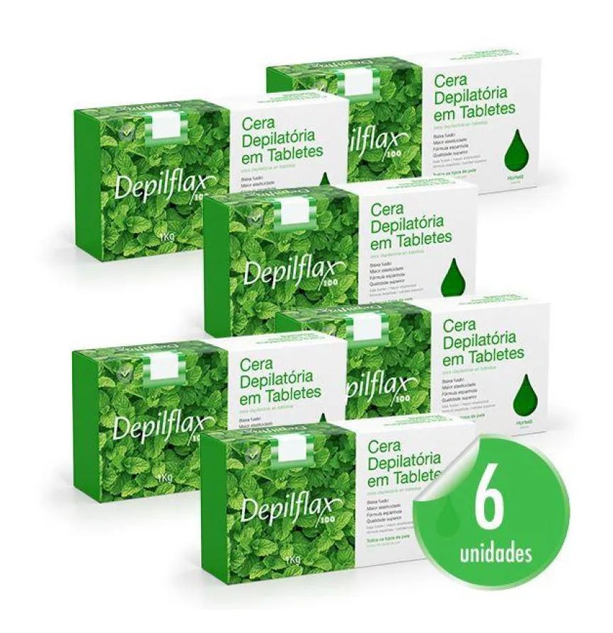 Kit 6 Ceras Depilatoria Quente Hortela 1kg Depiflax