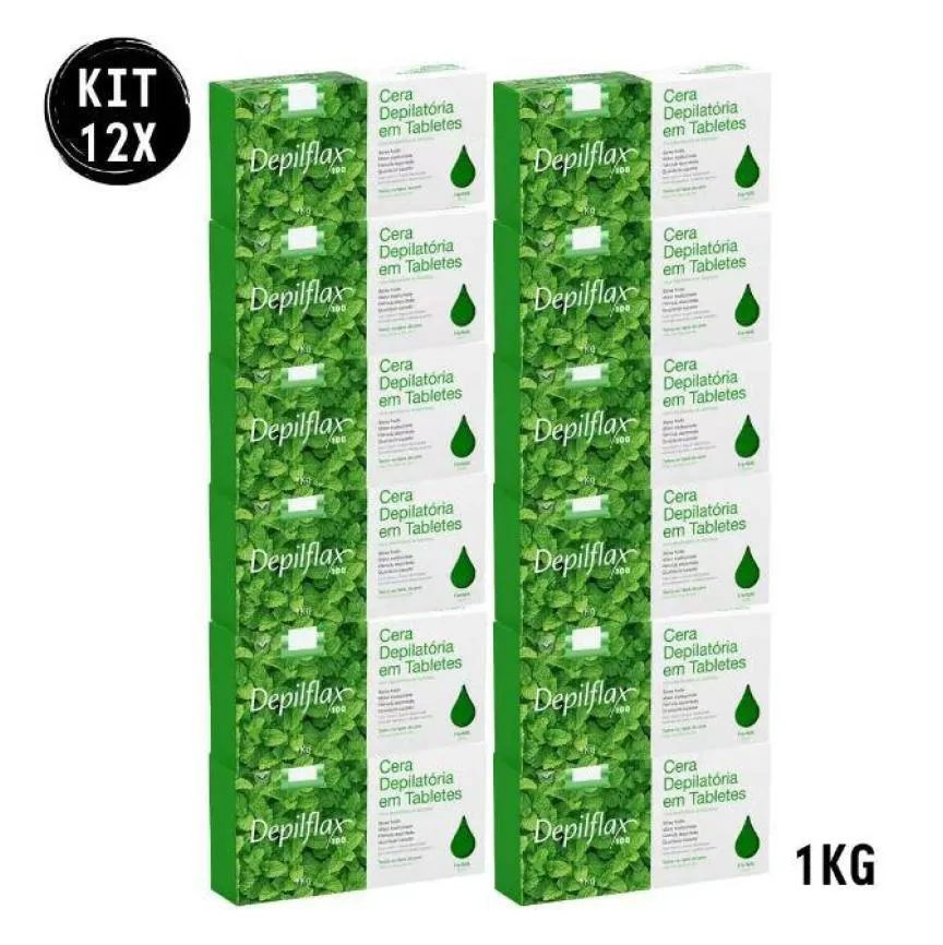 Kit 12 Ceras Depilatória Quente Hortelã 1 Kg