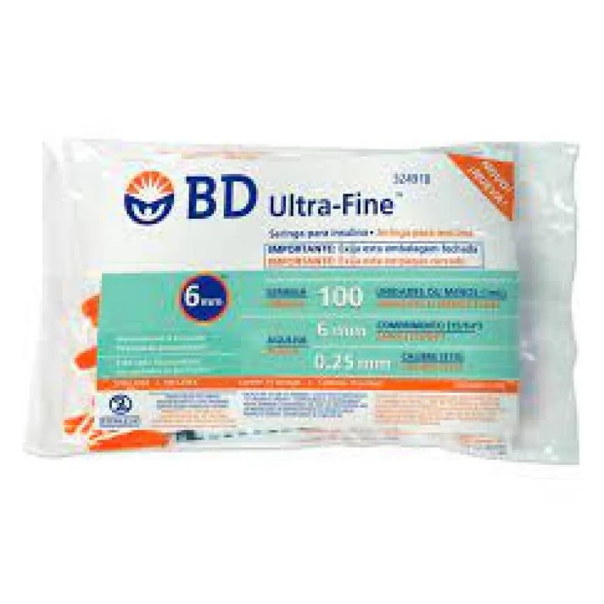 Seringa para Insulina Bd Ultra-fine 6mm 100ui com 10 Uni