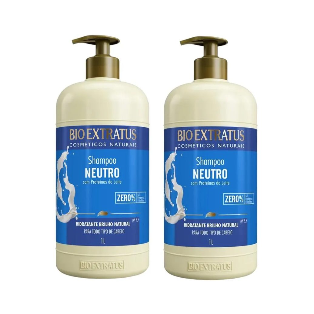 Kit 2 Shampoo Brilho Natural Neutro 1 L Bio Extratus