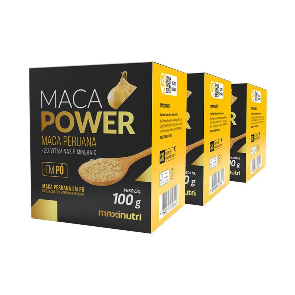 Kit 3 Maca Power Pó 100g com Vitaminas e Minerais Maxinutri