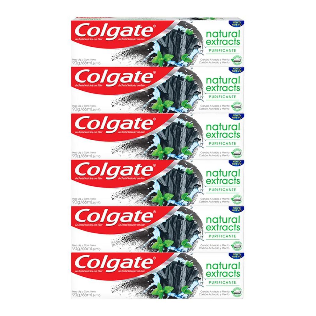 Kit C/ 6 Cremes Dental Colgate Natural Extracts Purificante 90g