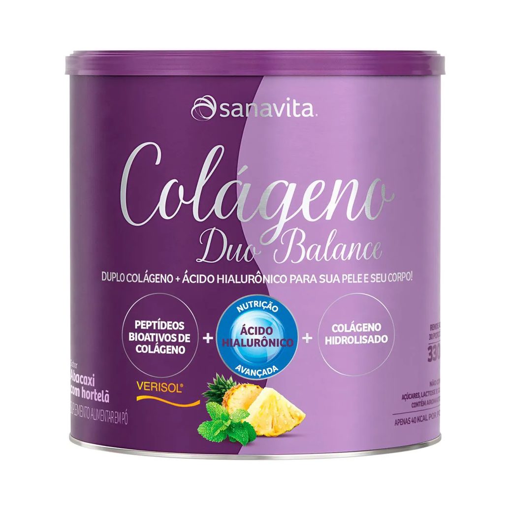 Colágeno Sanavita Duo Balance Abacaxi com Hortelã Sem Açúcar 330g