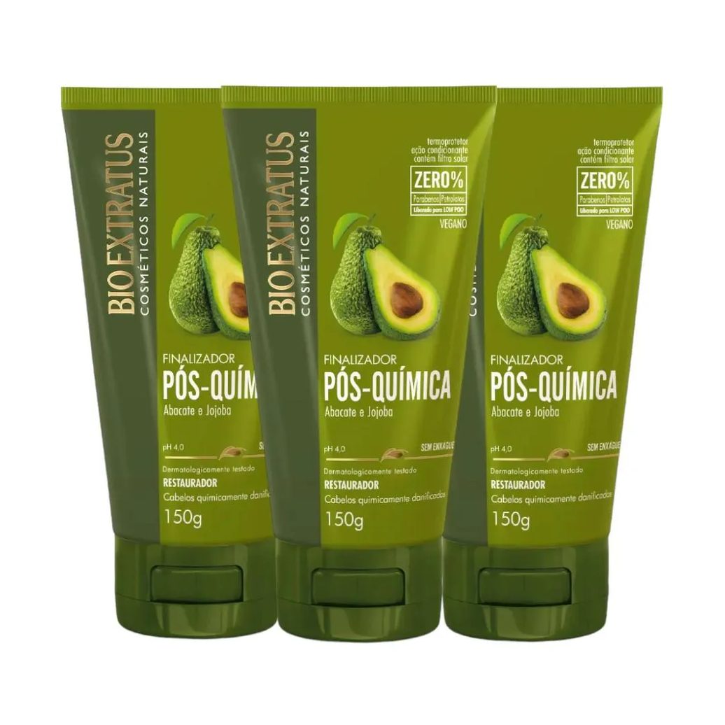 Kit 3 Finalizador Tratamento Restaurador Pós Quimica 150 Ml Bio Extratus