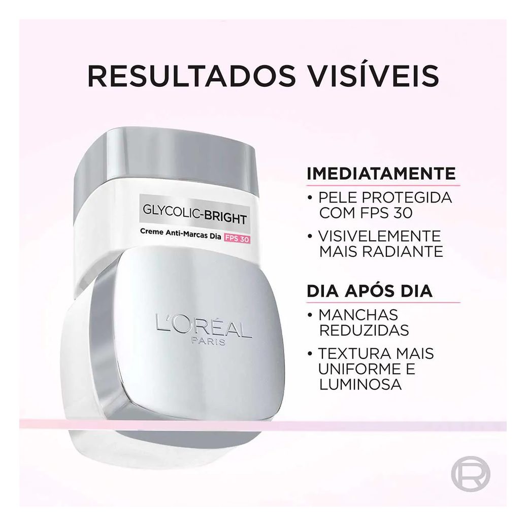 Kit L'Oreal Paris Anti-Marcas Glycolic-Bright - Creme Dia FPS30 + Gel-Creme Noite
