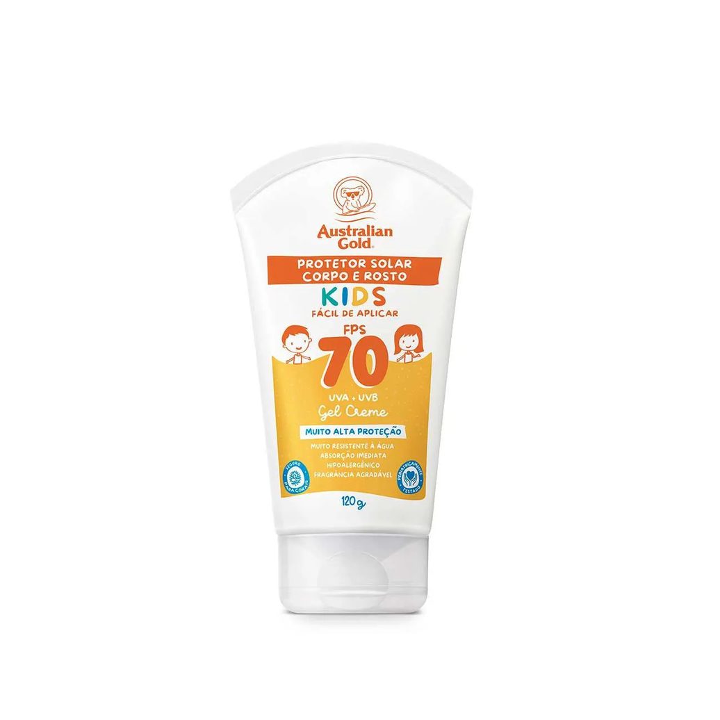 Protetor Solar Corporal Gel Creme FPS 70 Australian Gold Kids 120ml