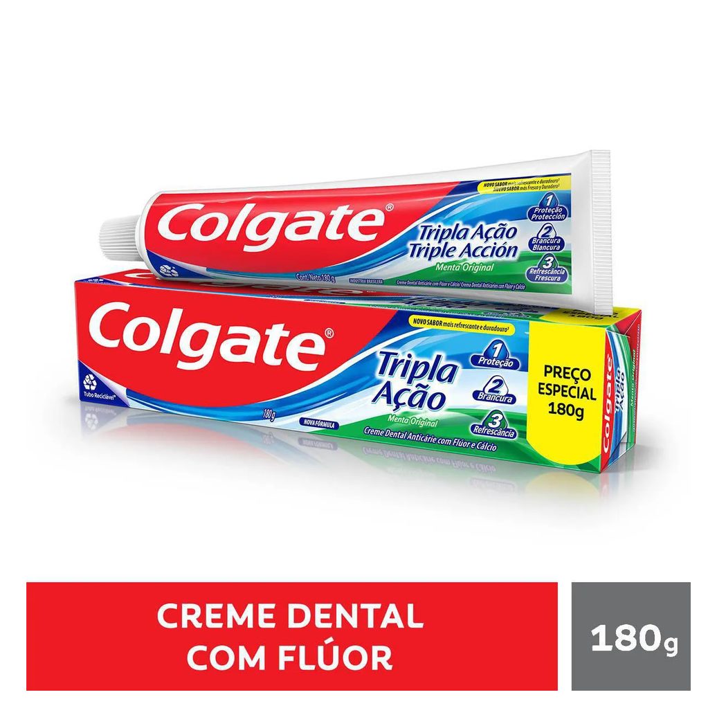 Creme Dental Colgate Tripla Ação Anticárie Menta Original 180g