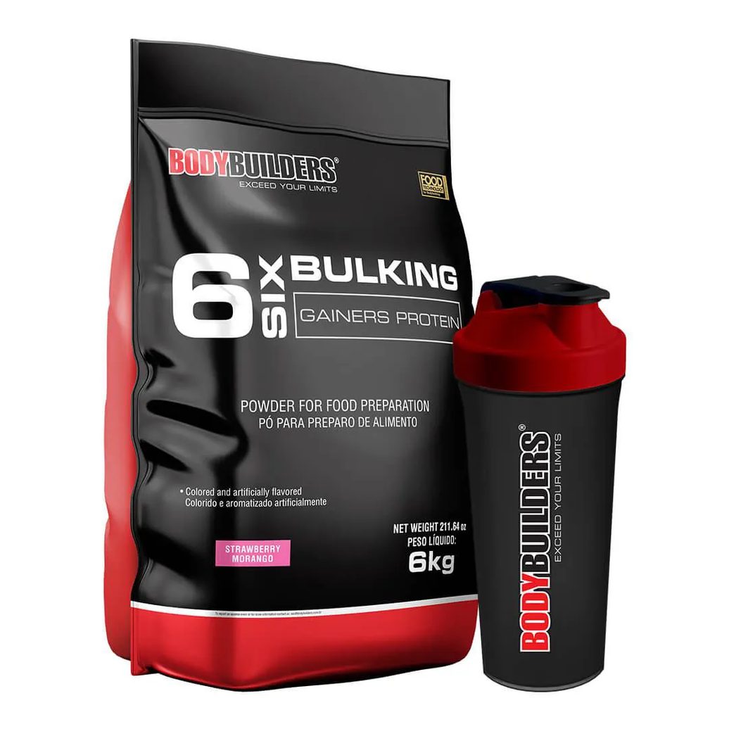 Kit 6 Six Bulking 6kg + Coqueteleira – Bodybuilders Morango
