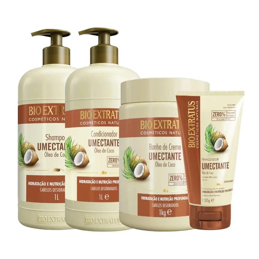 Kit 1 Shampoo 1 Condicionador 1 Banho Umectante 1L + 1 Finalizador 150Ml