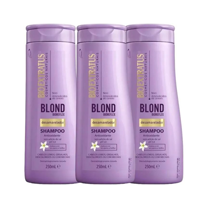 Kit 3 Shampoo Desamarelador Blond Bioreflex 250 Ml Bio Extratus