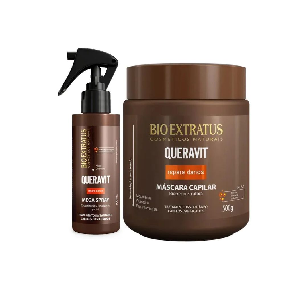Kit Queravit Finalização Capilar 1 Máscara 500Ml 1 Megaspray 100Ml