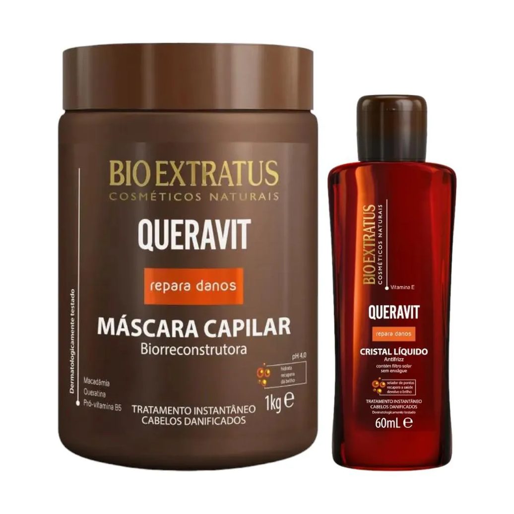 Kit Queravit Umectação Capilar 1 Máscara 1Kg 1 Cristal Líquido 60Ml