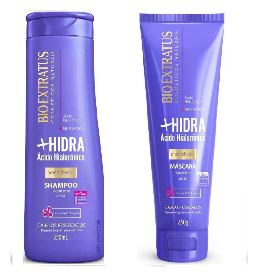 Kit 1 Shampoo 1 Mascara Limpeza Hidratante Mais Hidra 350 Ml Bio Extratus