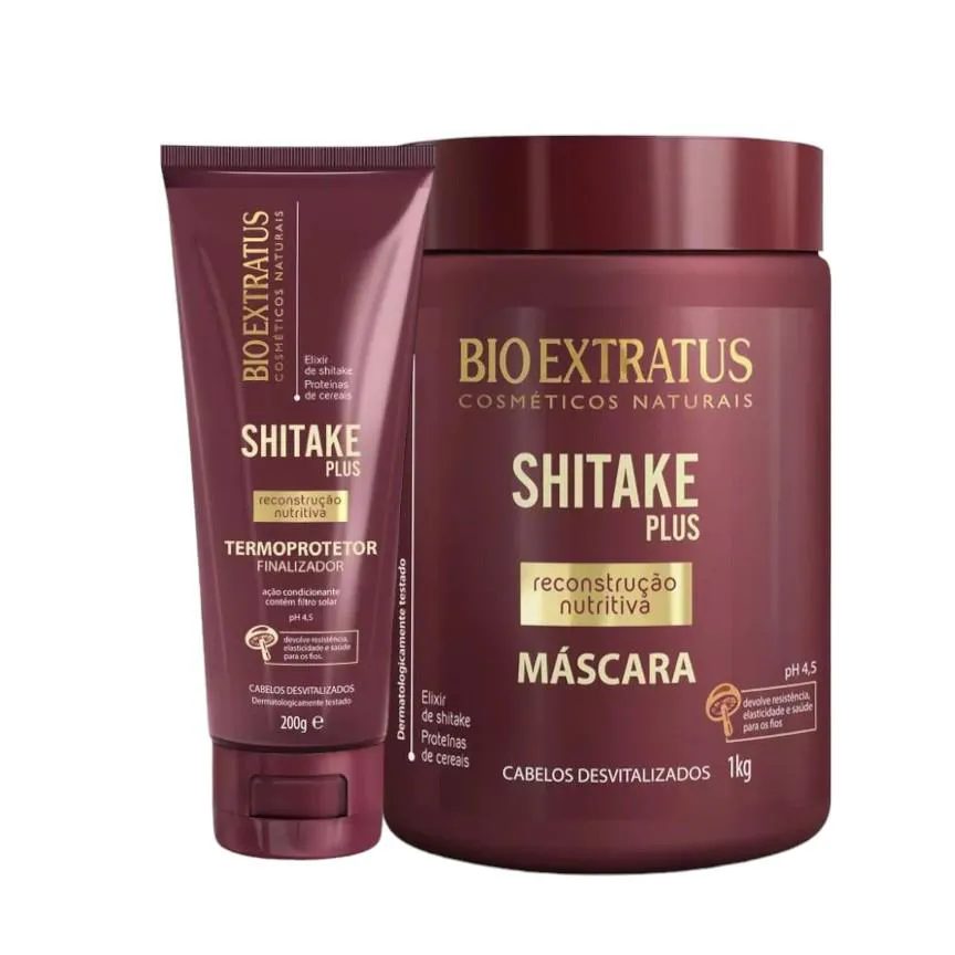 Kit Shitake Finalização 1 Máscara 1Kg 1 Finalizador Noite/Dia 200Ml