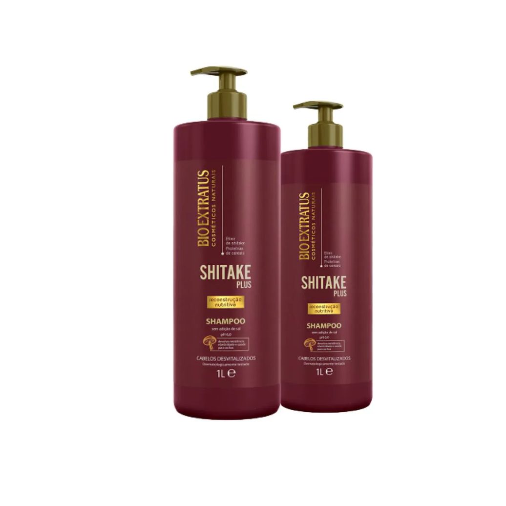 Kit 2 Shampoo Limpeza Nutritiva Shitake 1 L Bio Extratus