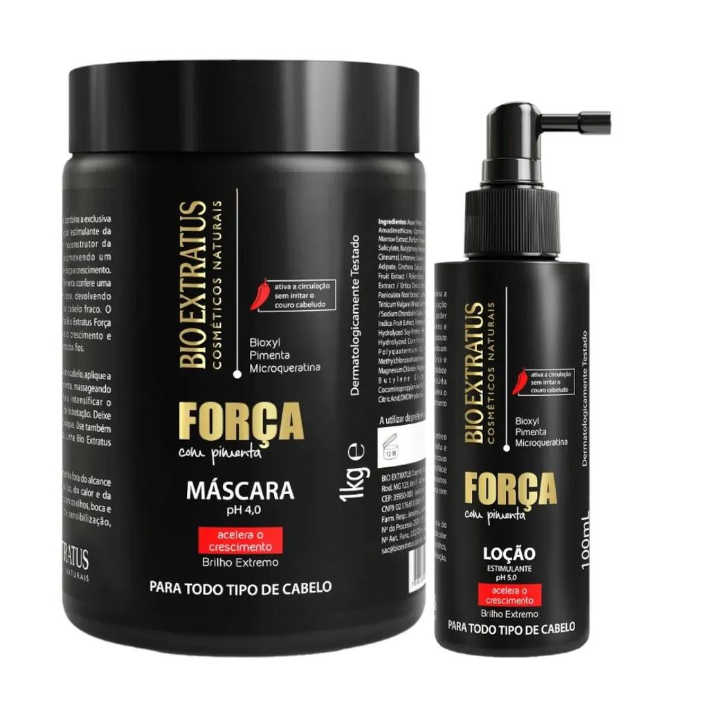 Kit Força com Pimenta 1 Máscara 1Kg 1 Loção 100Ml