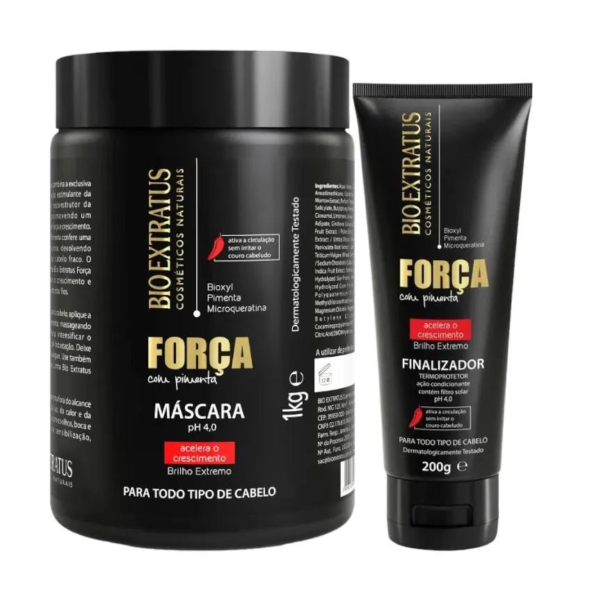 Kit Força com Pimenta 1 Máscara 1Kg 1 Finalizador 200Ml