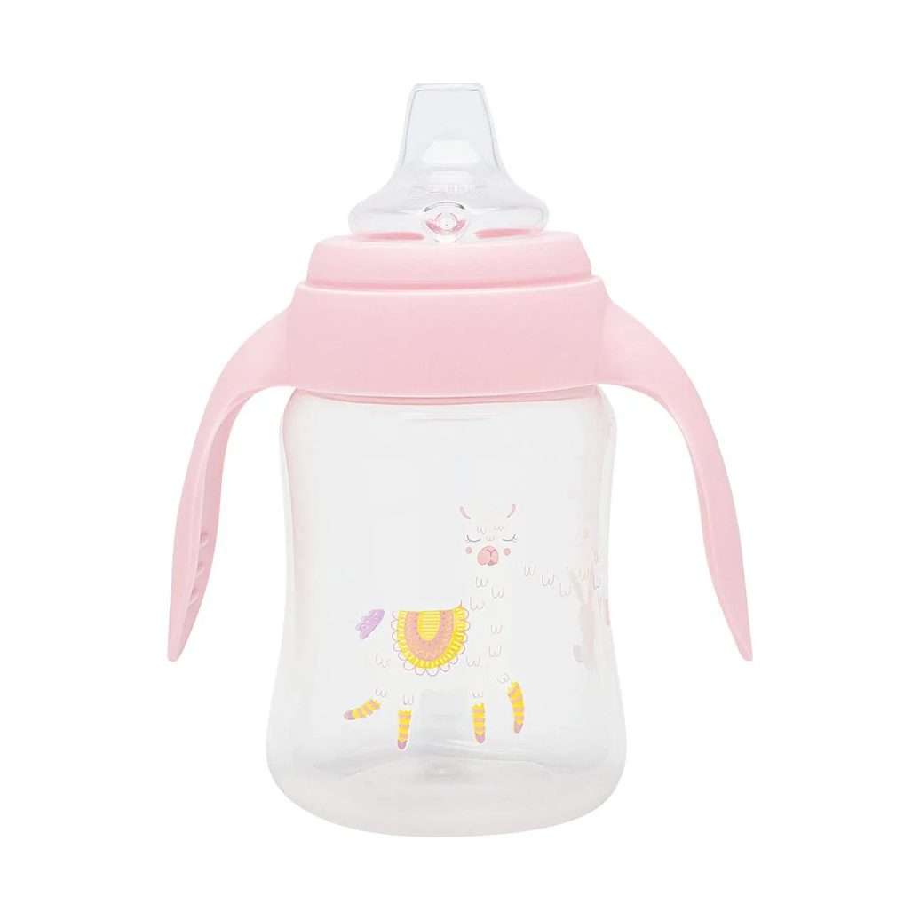 Copo Antivazamento Lolly Baby Zoo Alça Silicone Rosa 250ml
