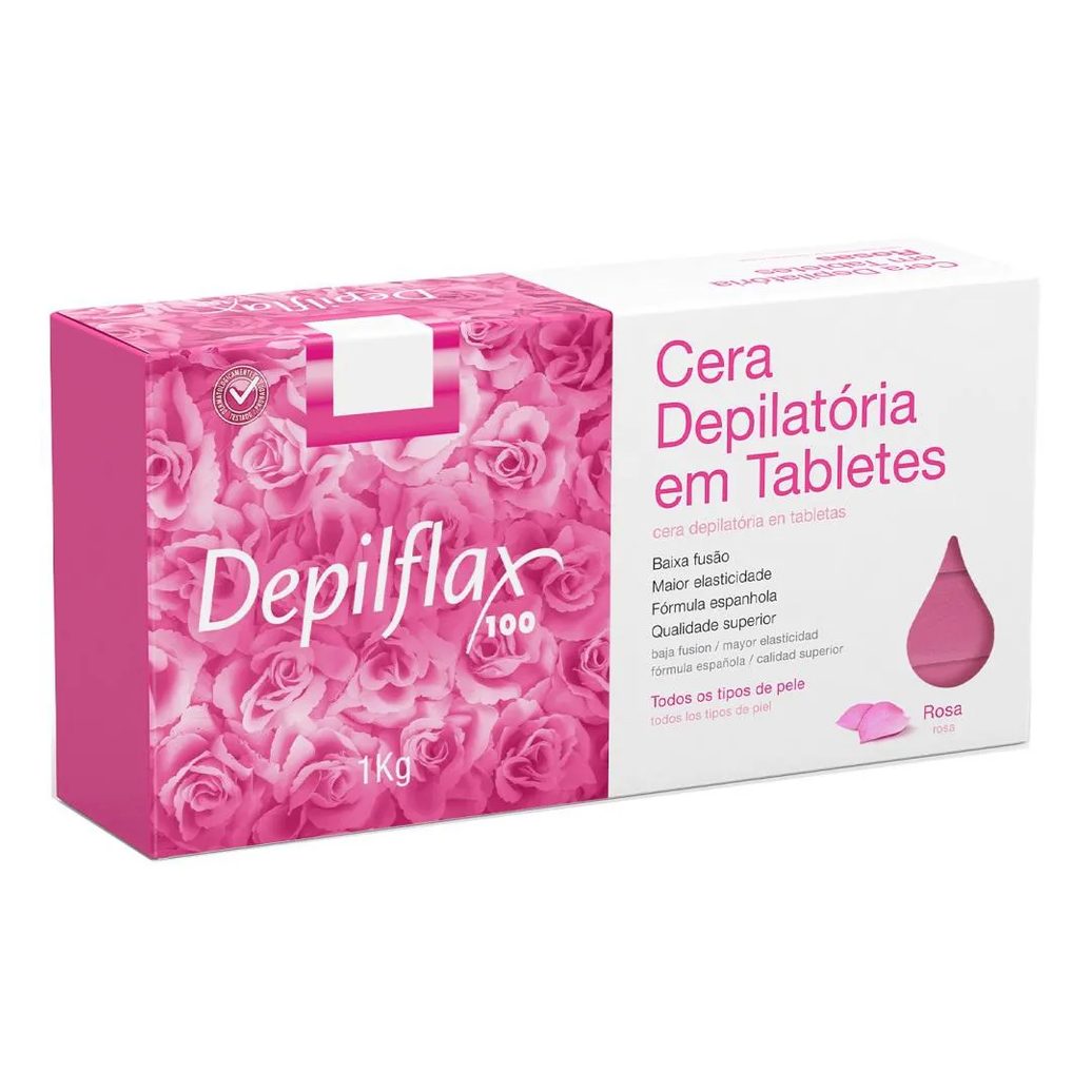 Cera Quente Depilacao Depilflax Rosa 1kg Tabletes