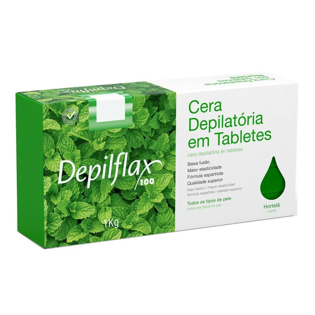Cera Quente Depilacao Depilflax Hortela 1kg Tabletes