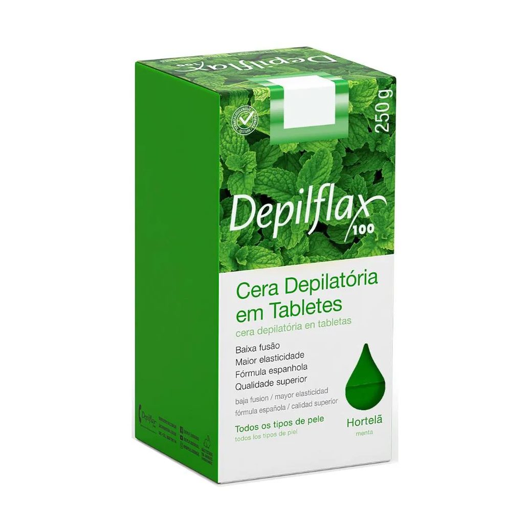 Cera Quente Depilacao Depilflax Hortela 250g em Tabletes