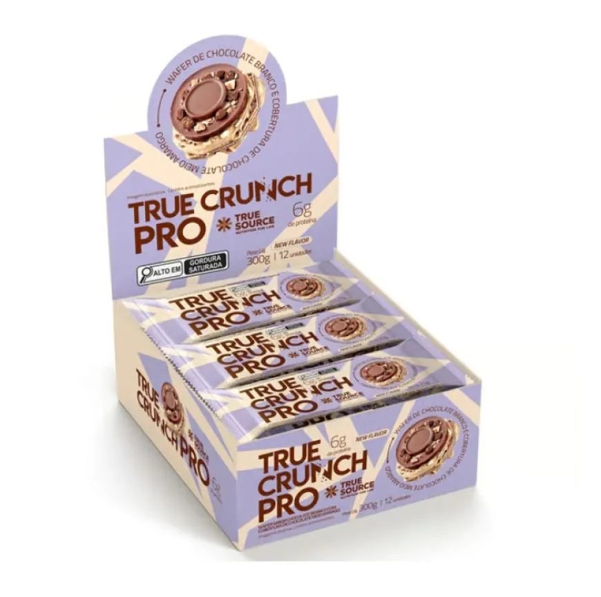 True Crunch Pro Display (12 Unid. 25g) – Sabor: Choc. Branco Cobertura Chocolate Meio Amargo