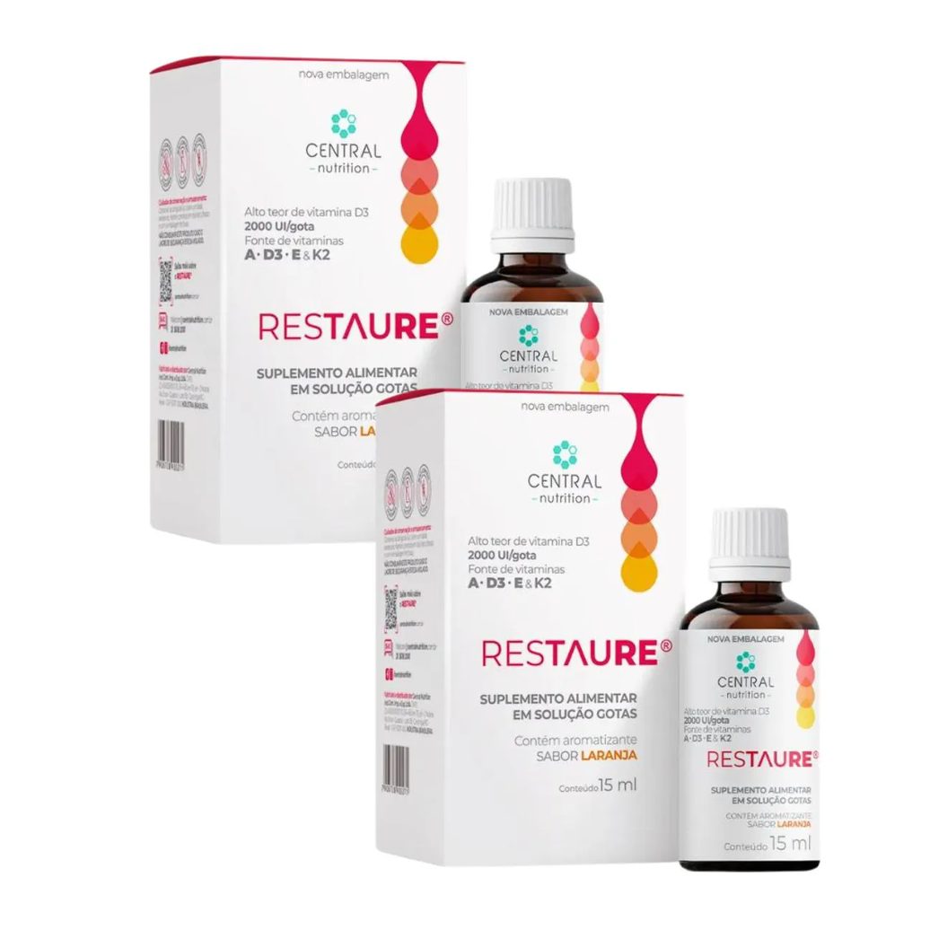 Kit 2 Restaure 15ml – Vitamina A, D3, e e K2 – Central Nutrition