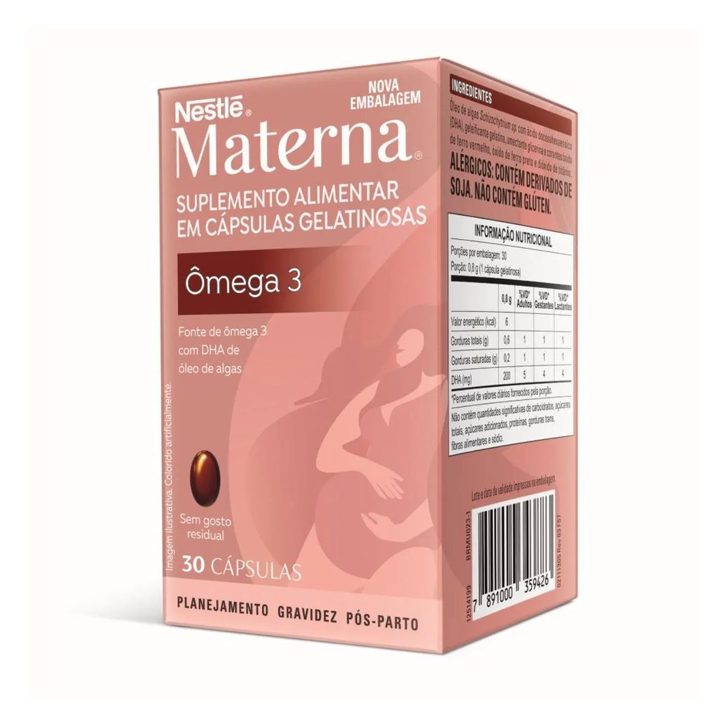 Suplemento Alimentar Nestlé Materna Ômega DHA 30 cápsulas