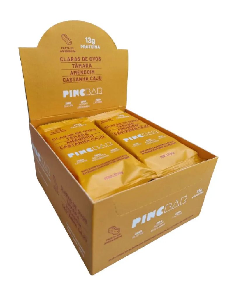 Barra de Proteína Pasta de Amendoim sem Açúcar 50G Pincbar 12 unidades